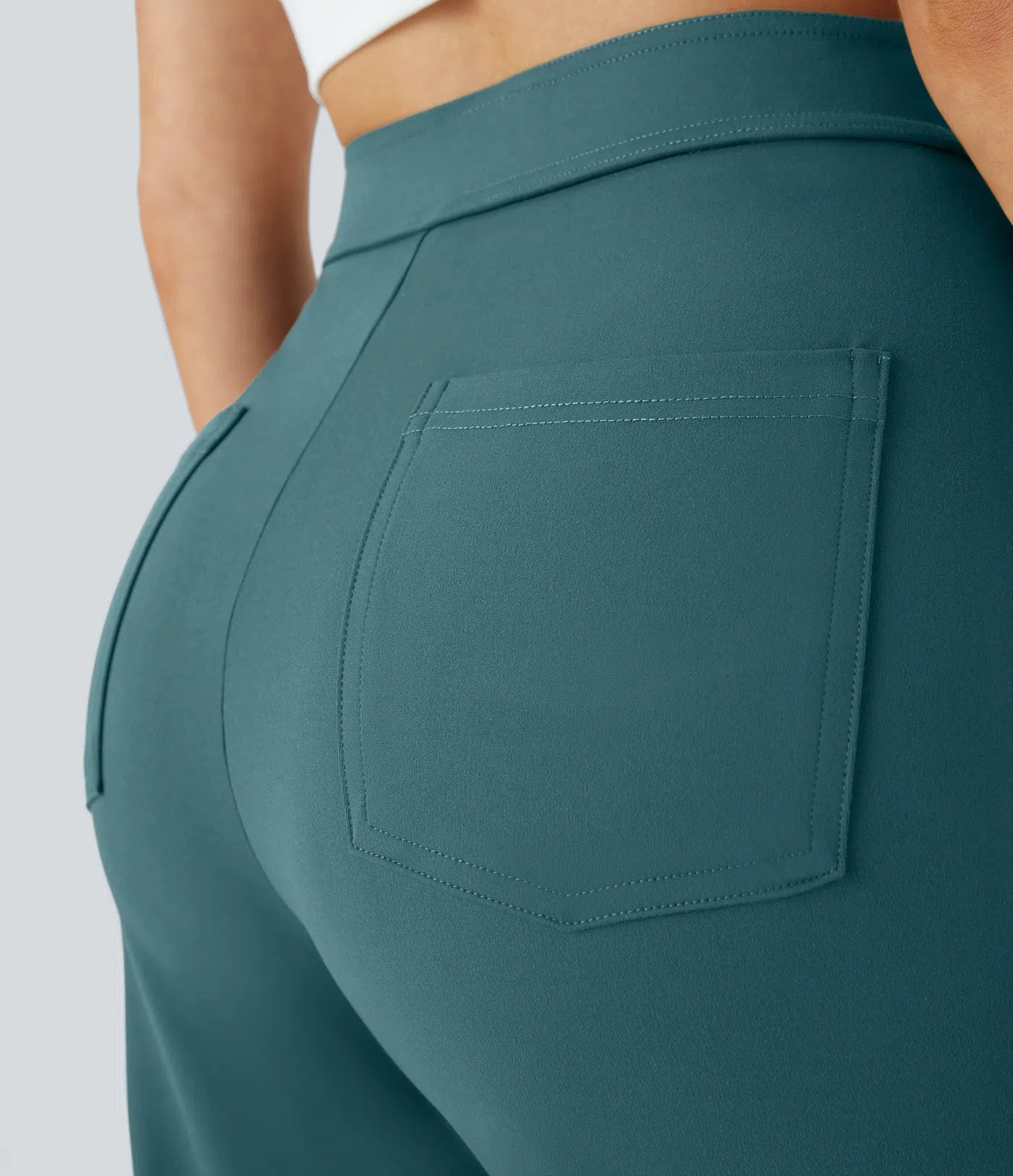 High Waisted Pockets Straight Leg Casual Pants