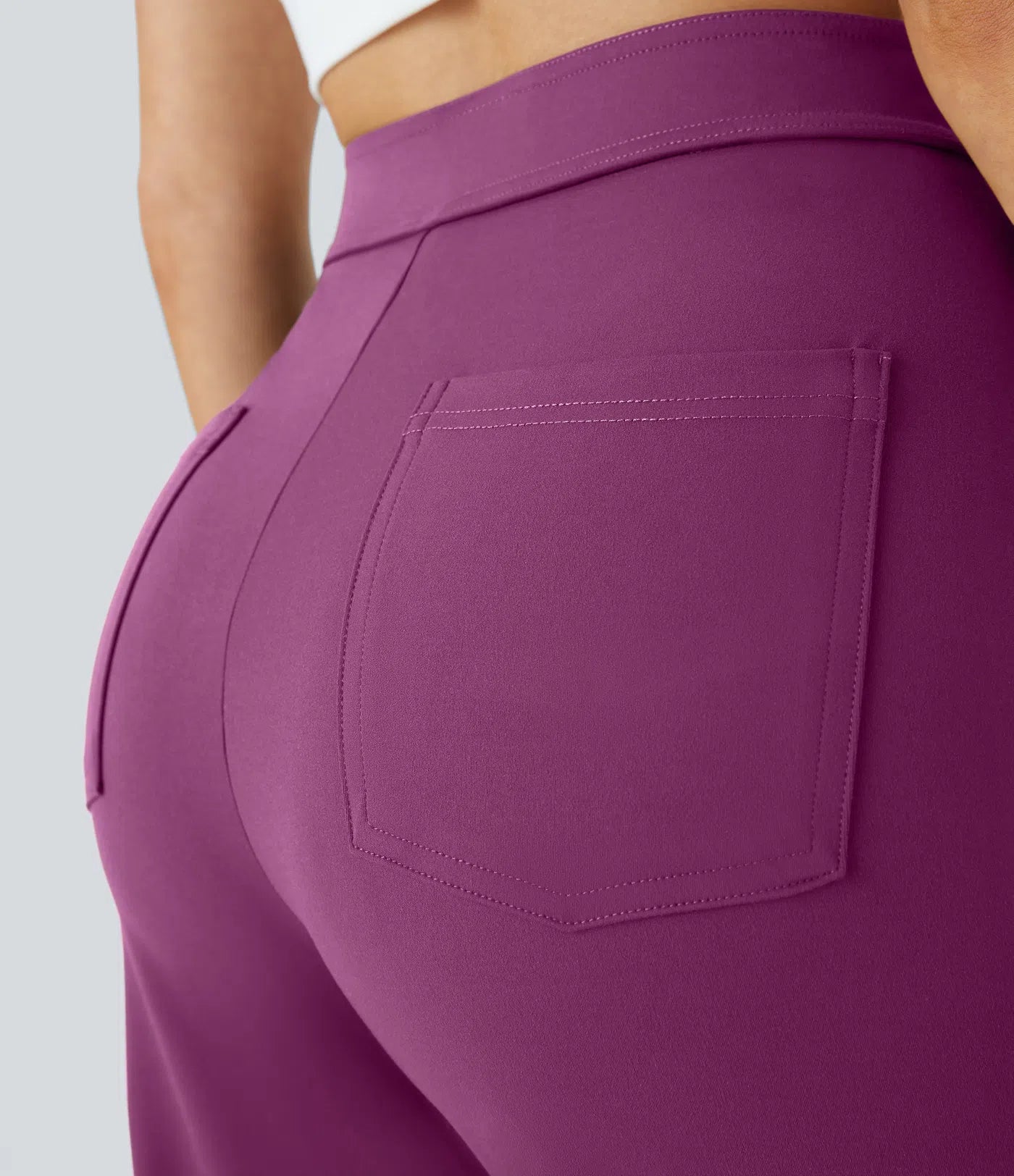 High Waisted Pockets Straight Leg Casual Pants