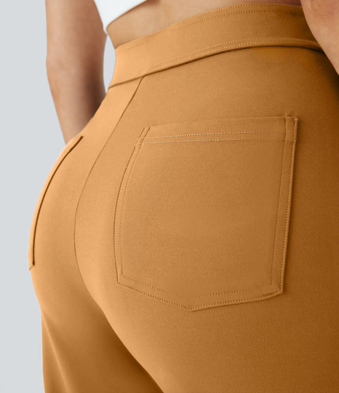 High Waisted Pockets Straight Leg Casual Pants