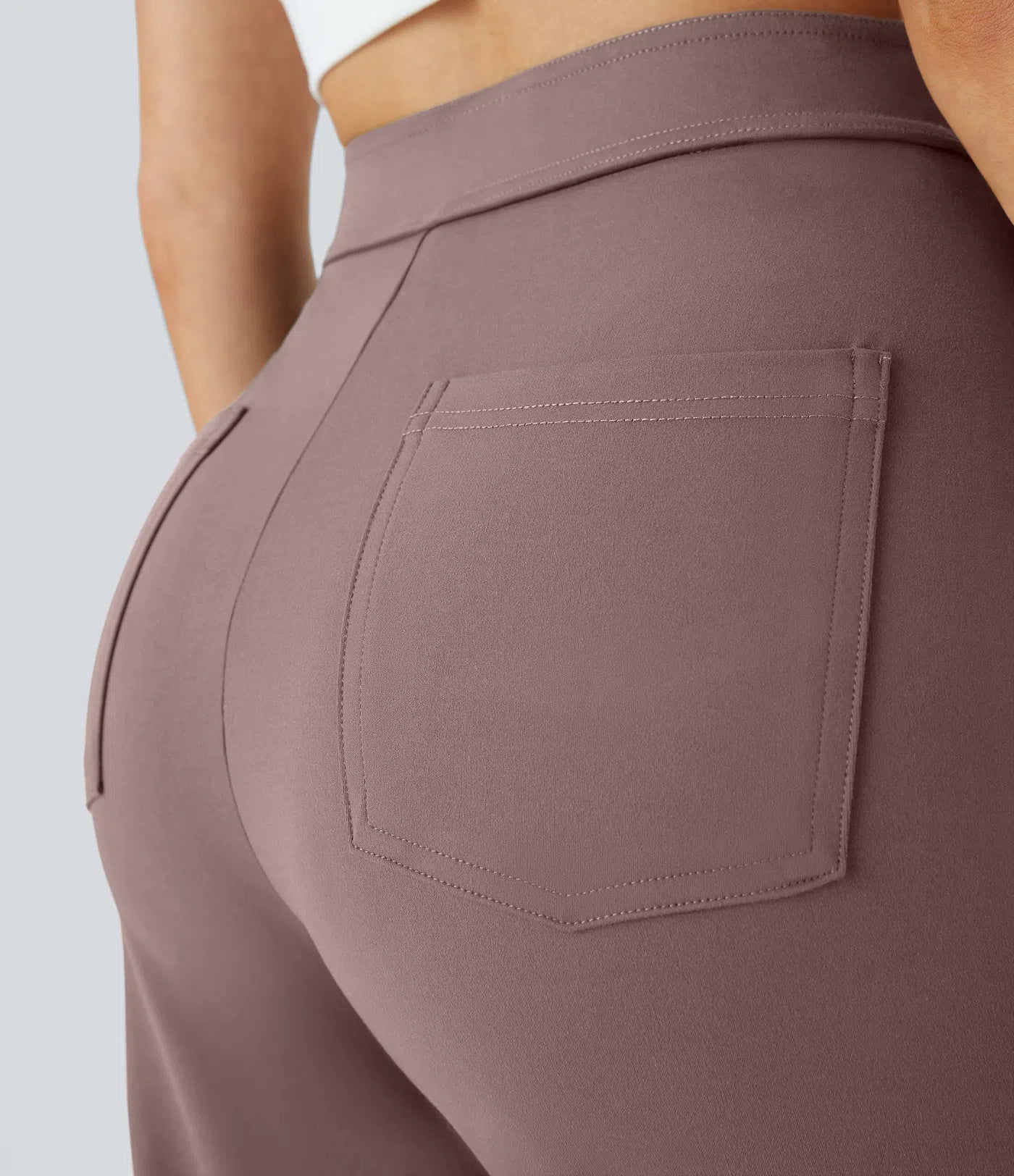 High Waisted Pockets Straight Leg Casual Pants