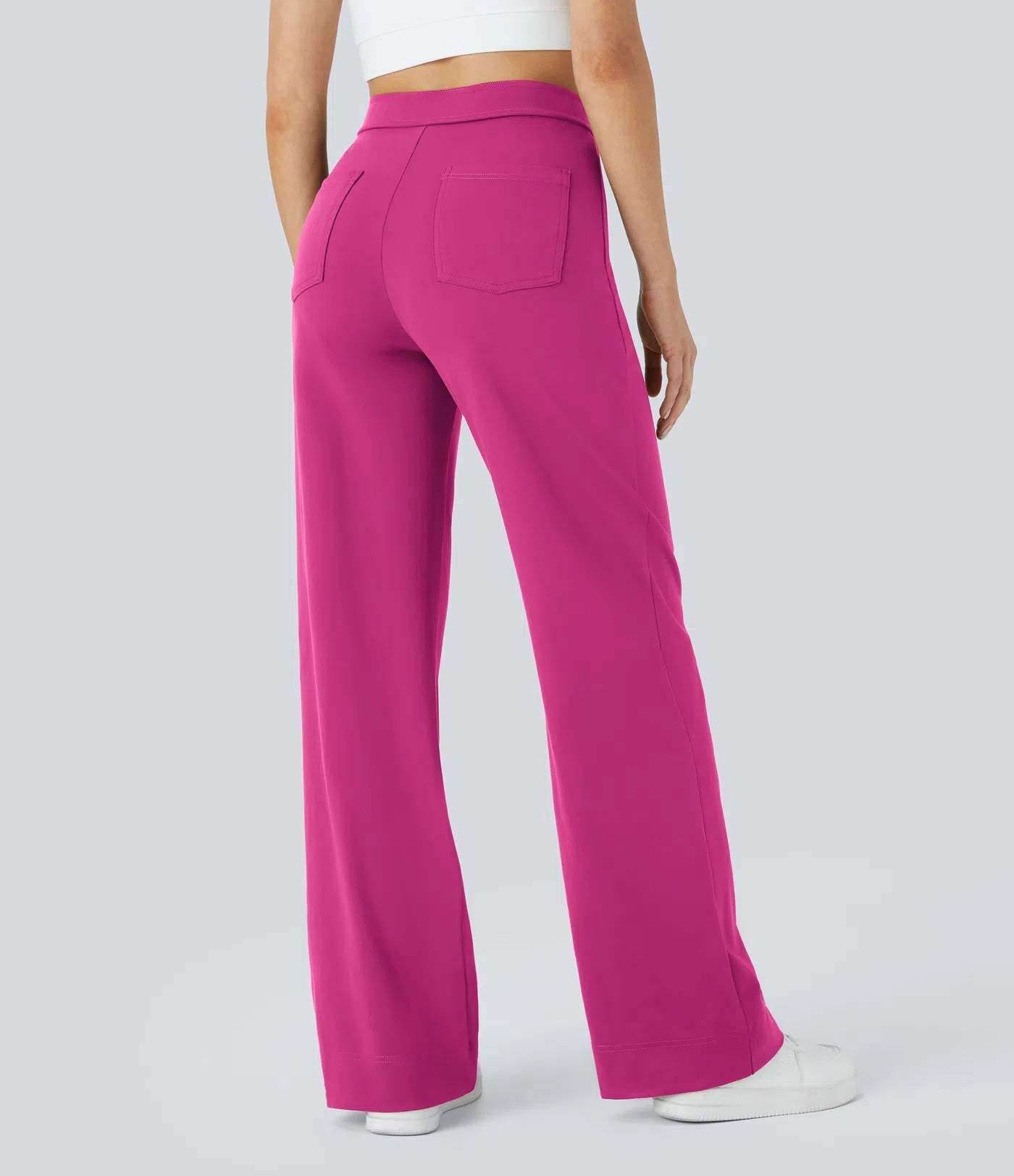High Waisted Pockets Straight Leg Casual Pants