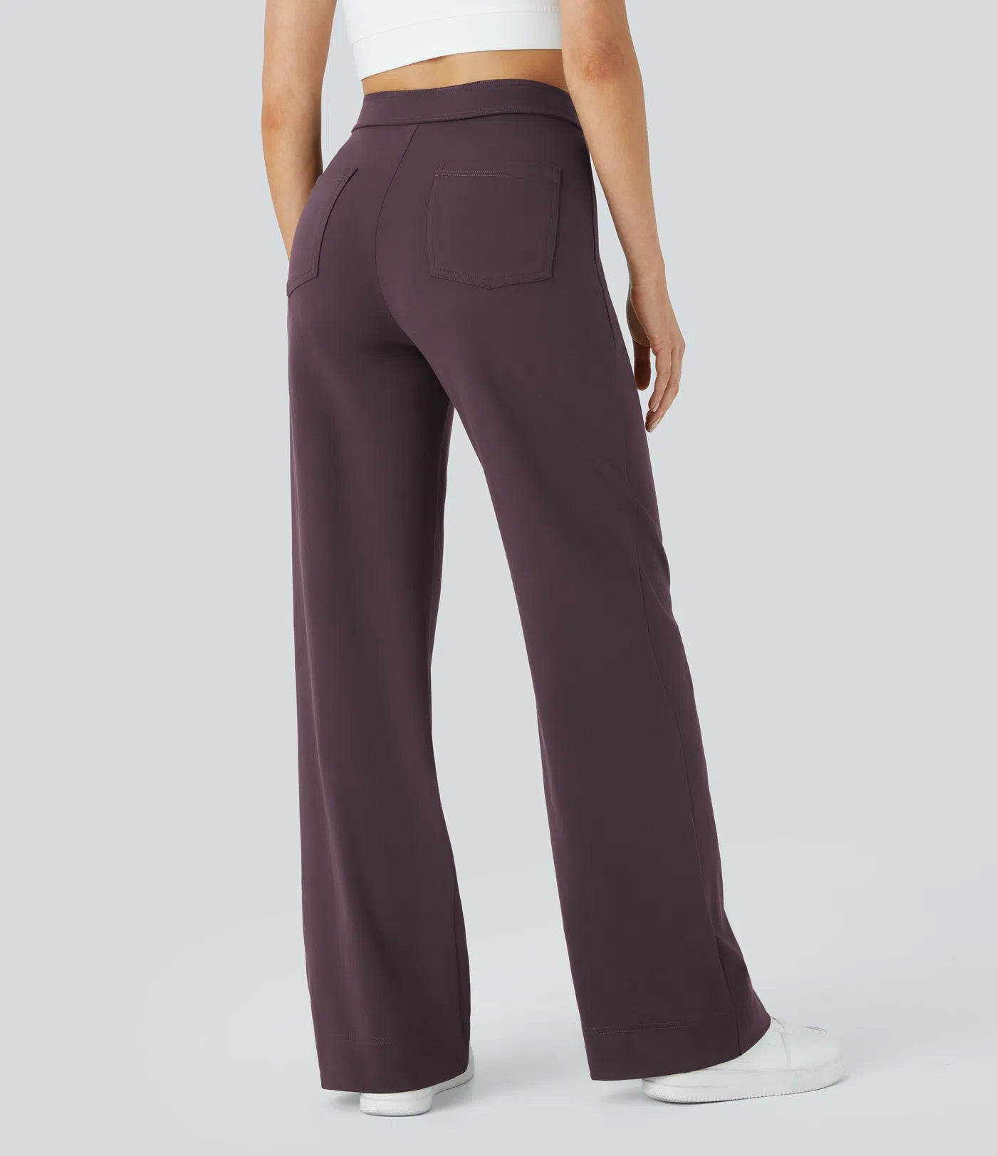 High Waisted Pockets Straight Leg Casual Pants