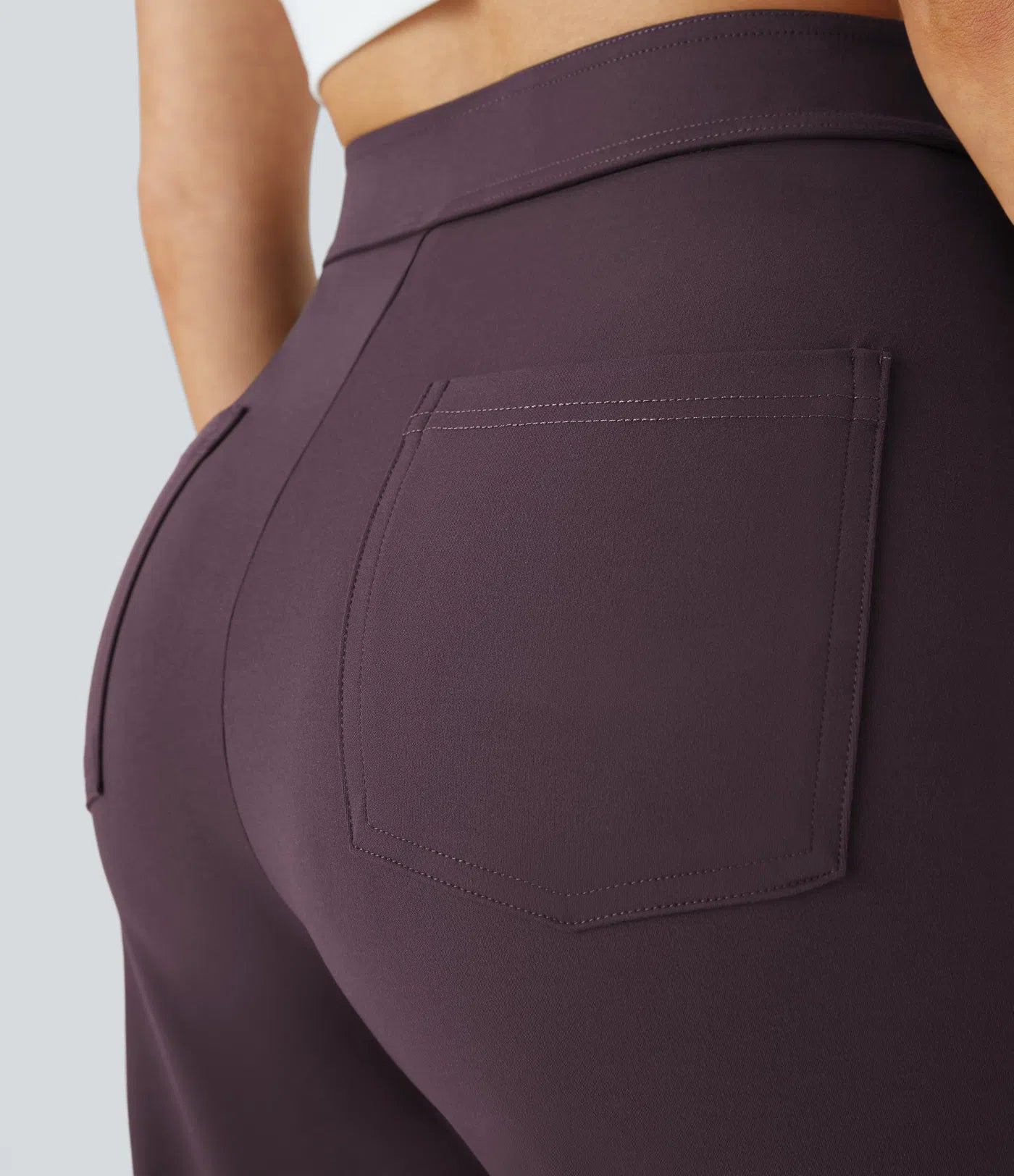 High Waisted Pockets Straight Leg Casual Pants