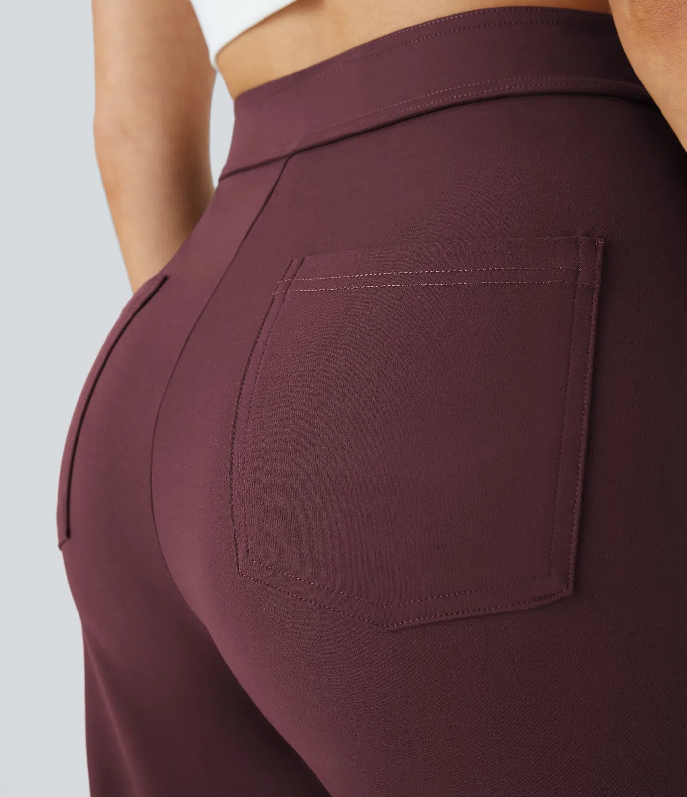 High Waisted Pockets Straight Leg Casual Pants