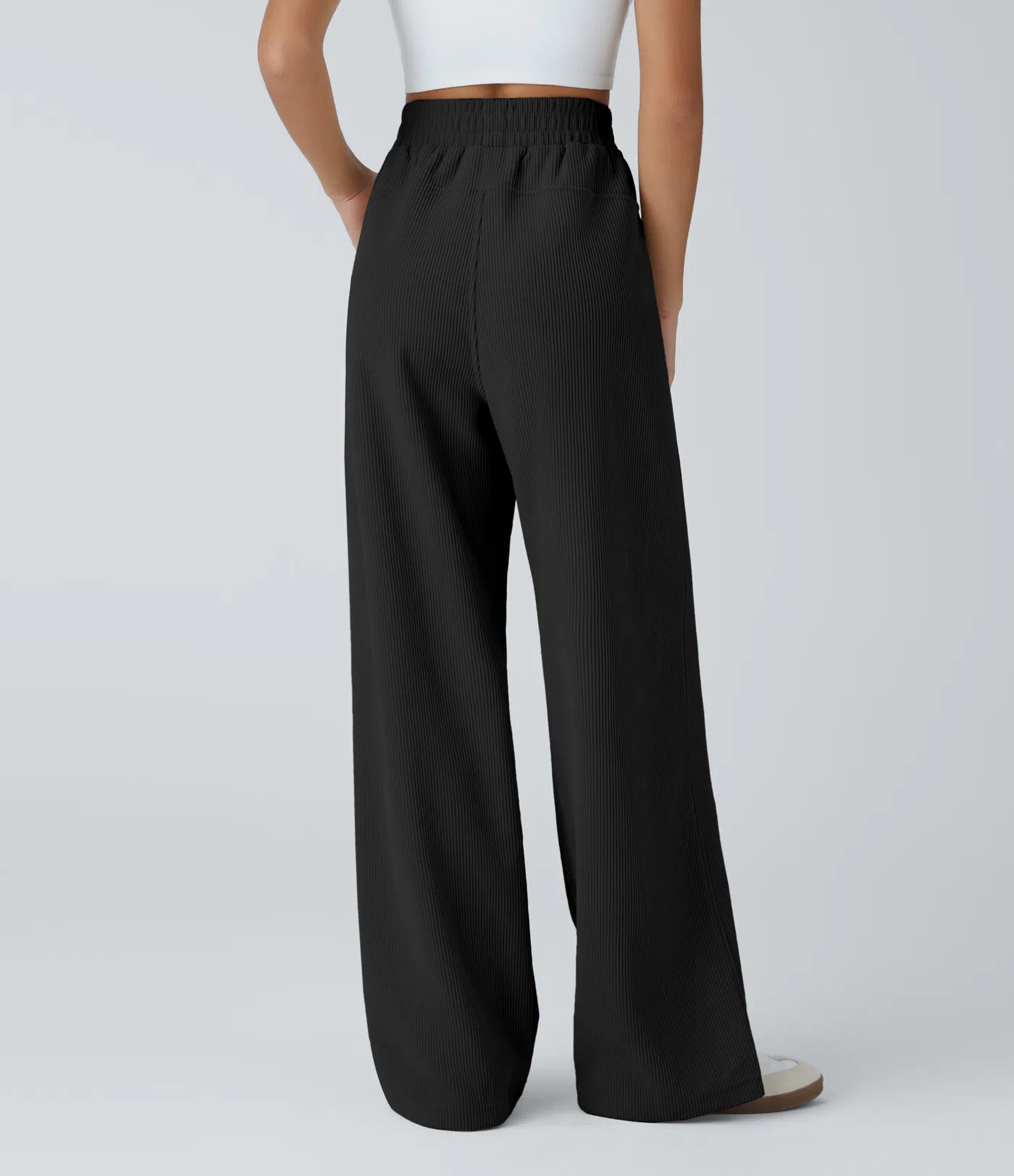 High Waisted Straight Leg Mop Corduroy Casual Pants