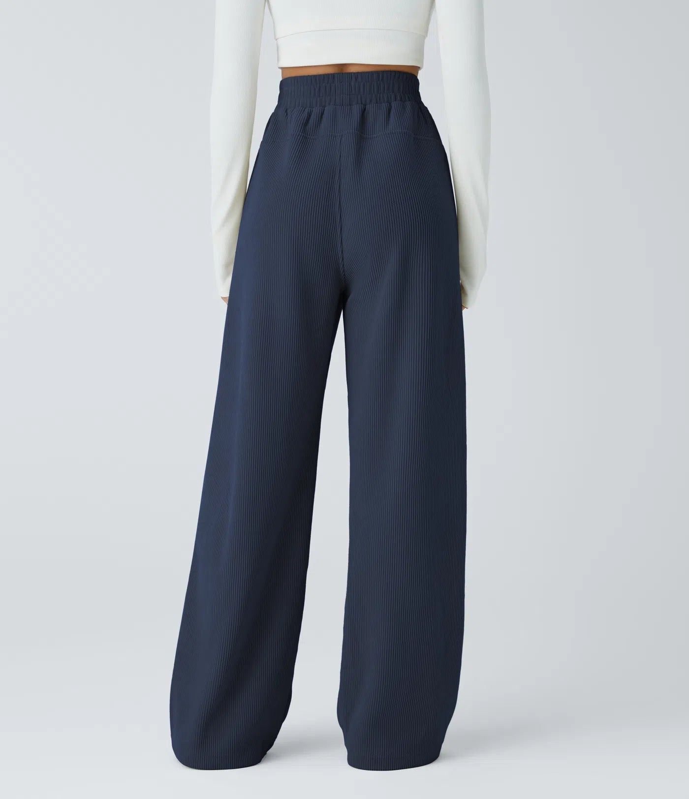 High Waisted Straight Leg Mop Corduroy Casual Pants