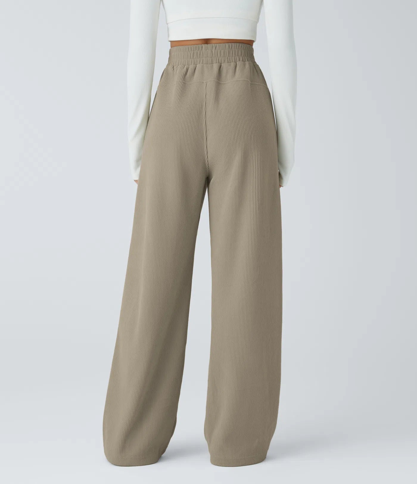 High Waisted Straight Leg Mop Corduroy Casual Pants