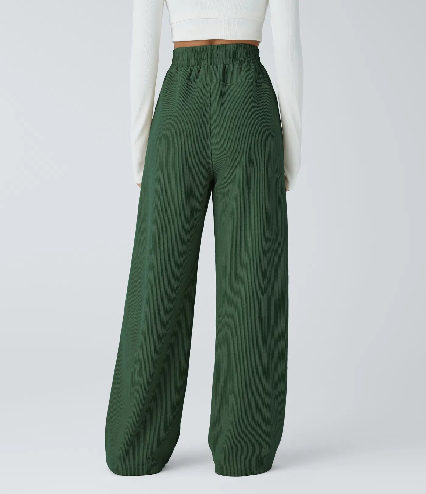 High Waisted Straight Leg Mop Corduroy Casual Pants