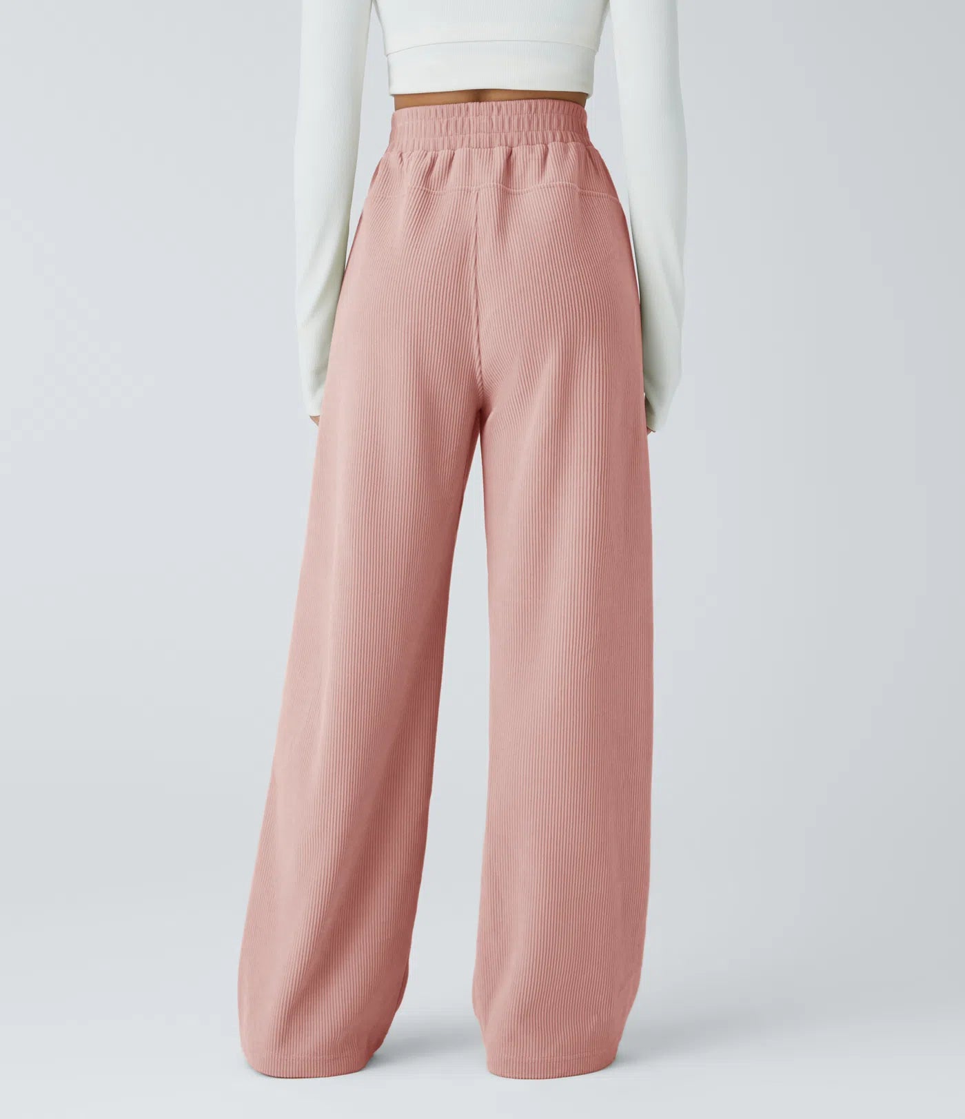High Waisted Straight Leg Mop Corduroy Casual Pants