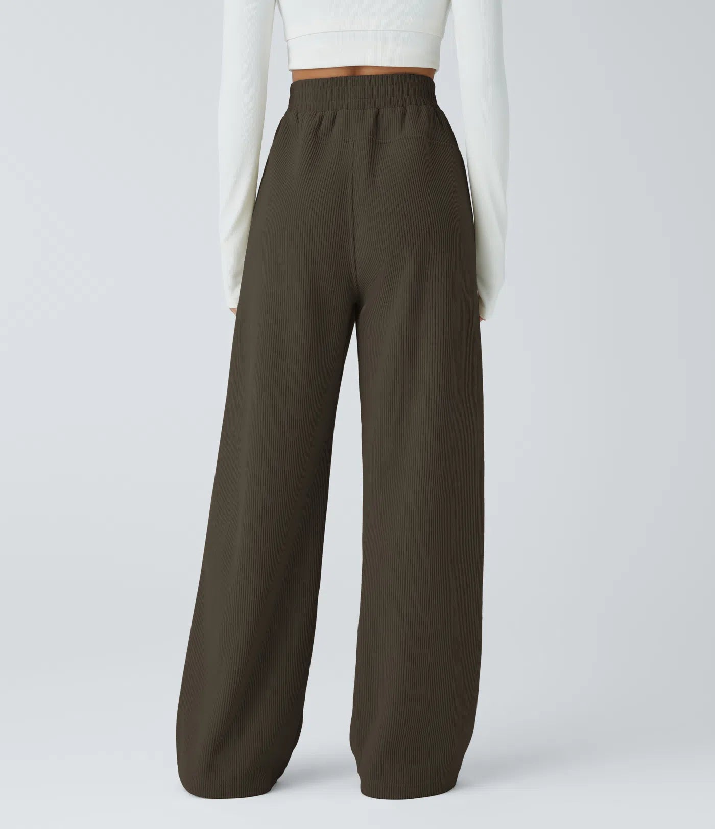 High Waisted Straight Leg Mop Corduroy Casual Pants