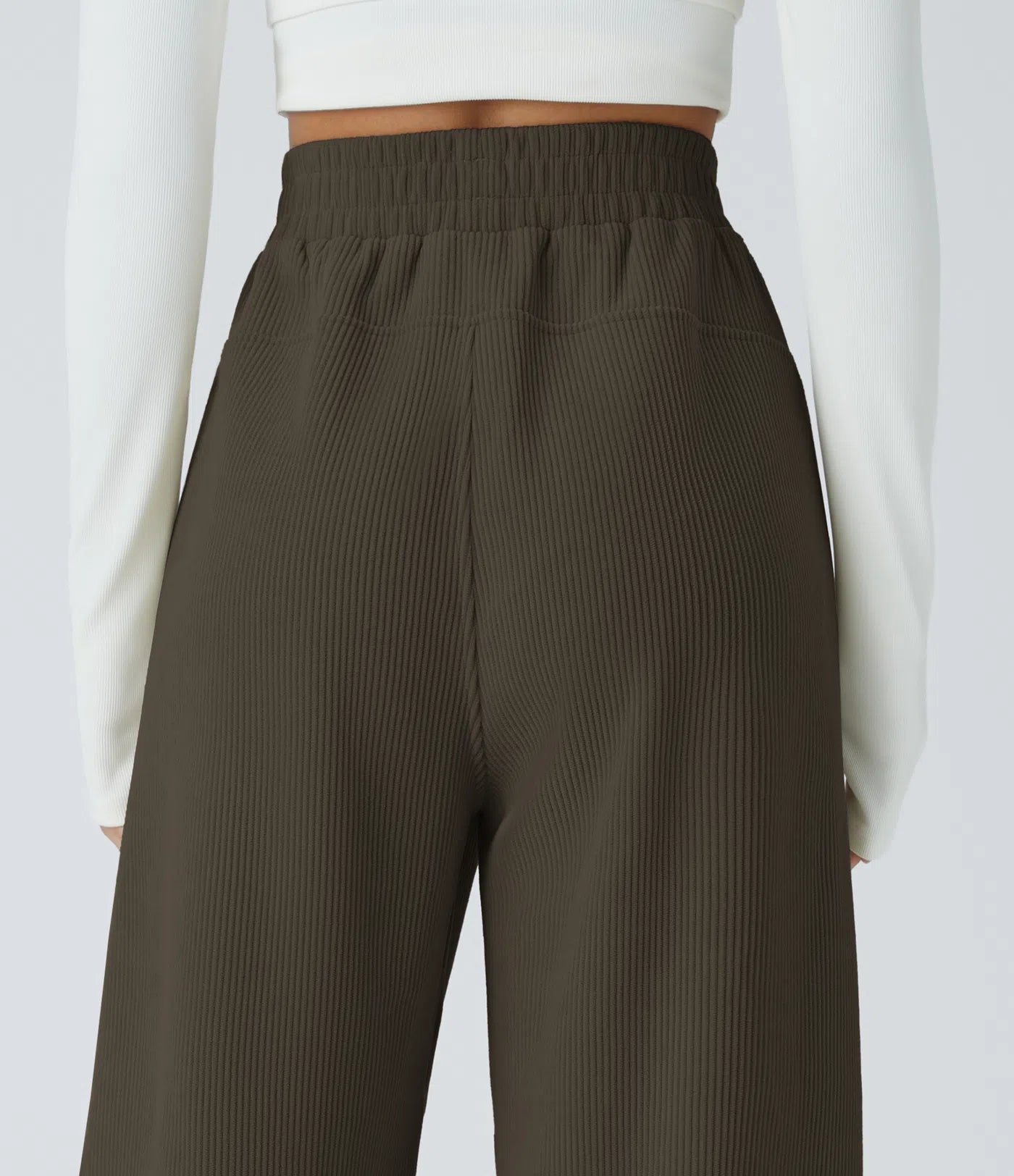 High Waisted Straight Leg Mop Corduroy Casual Pants