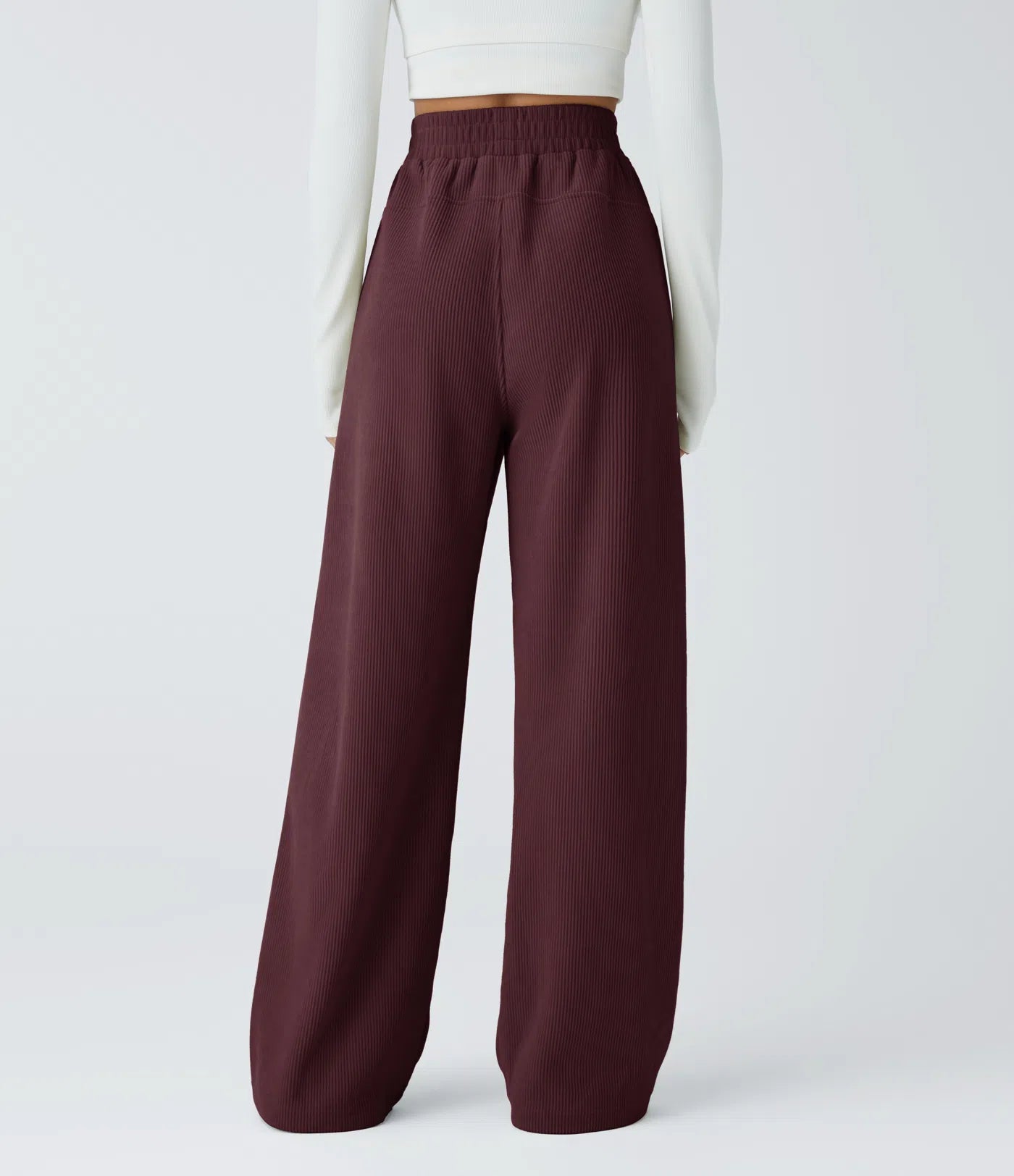 High Waisted Straight Leg Mop Corduroy Casual Pants