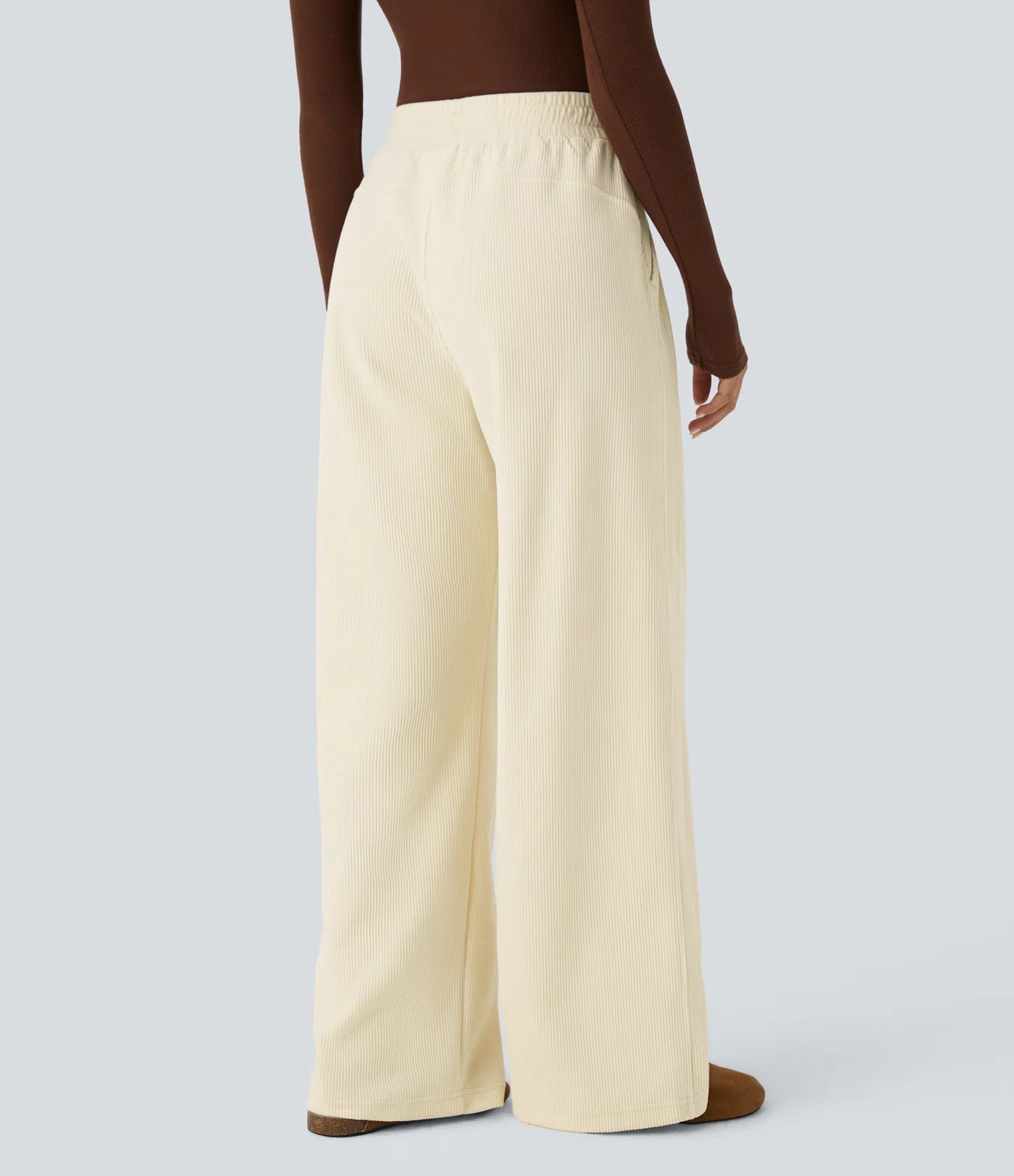 High Waisted Straight Leg Mop Corduroy Casual Pants