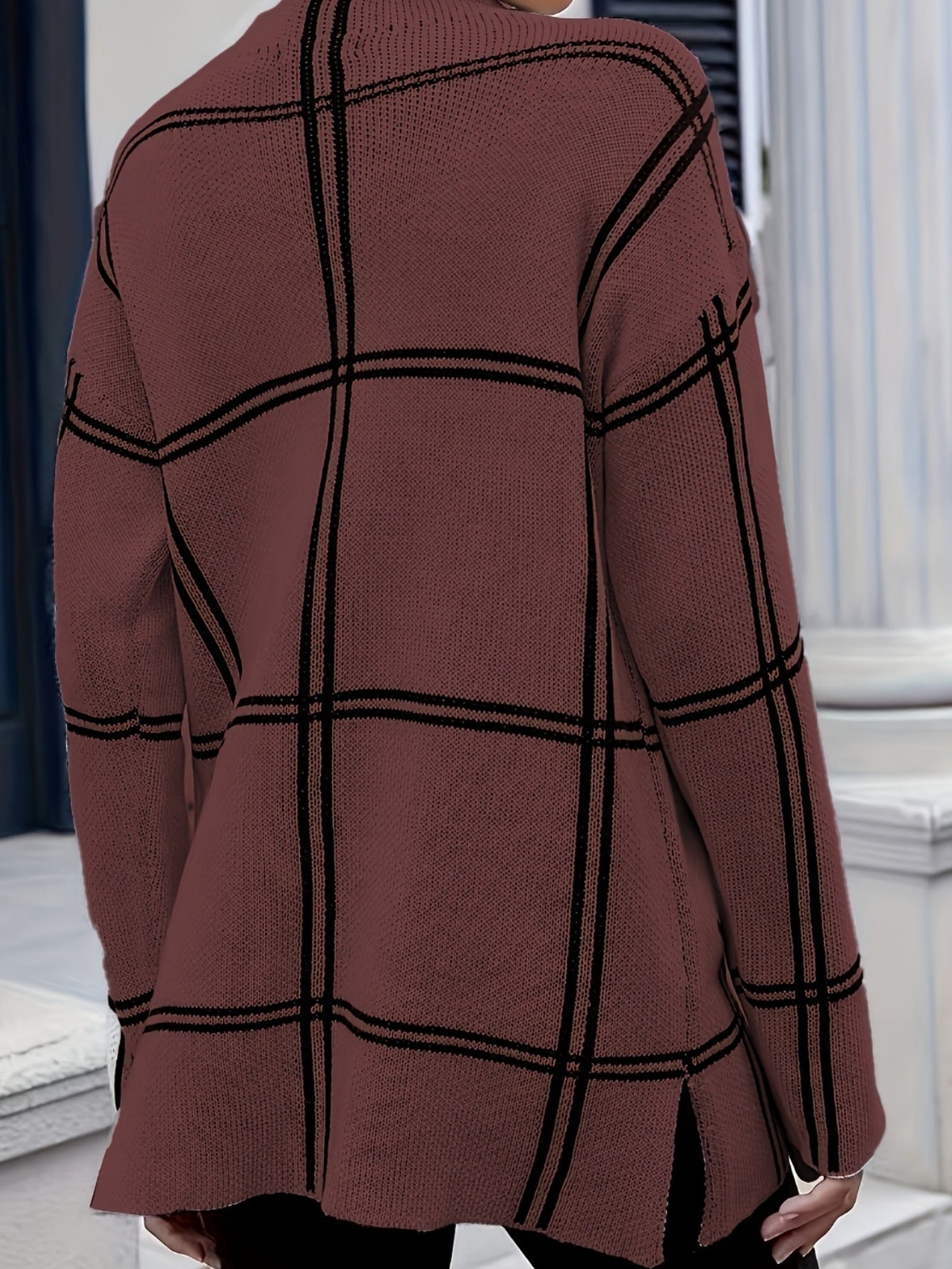 Plaid Colorblock Crewneck Pullover