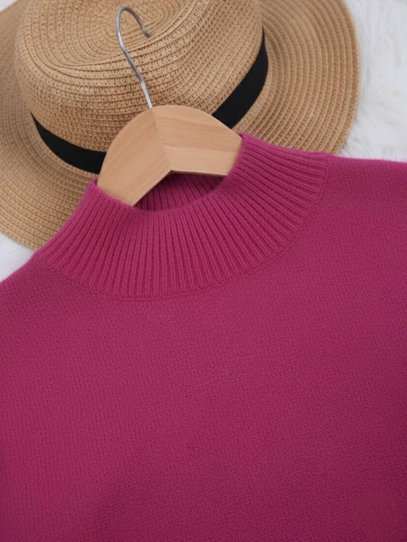 Oversized Drop Shoulder Mock Neck Sweater