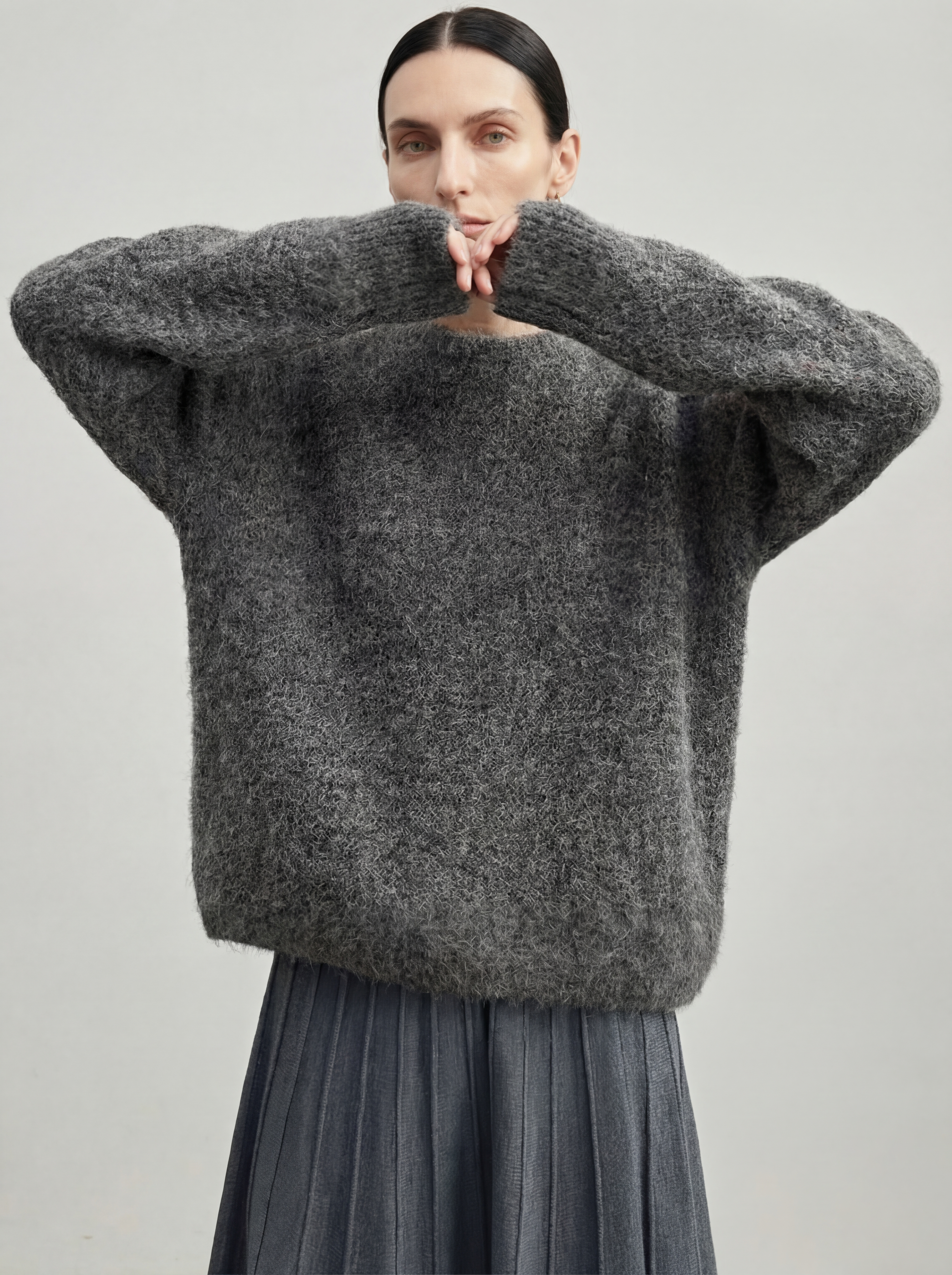 Brushed Alpaca Crew Neck Sweater