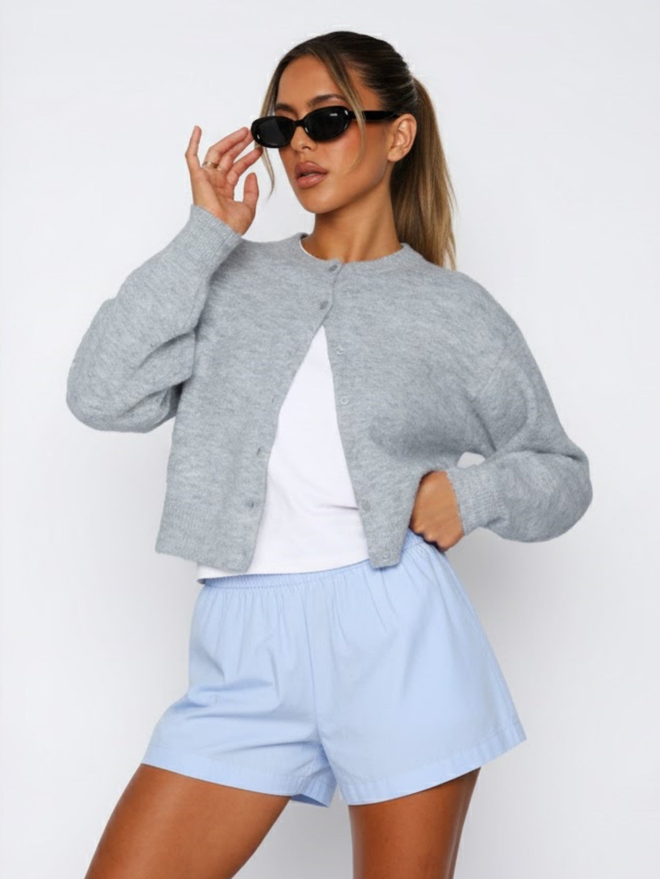Y2K Lightweight Crop Knit Cardigan