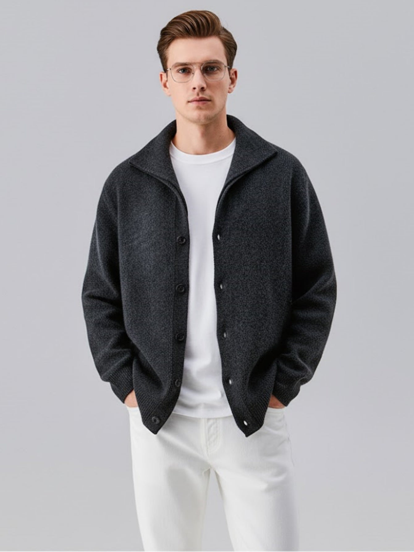Men¡¯s Wool-Blend Knit Cardigan ¨C Soft Button-Up Sweater Jacket