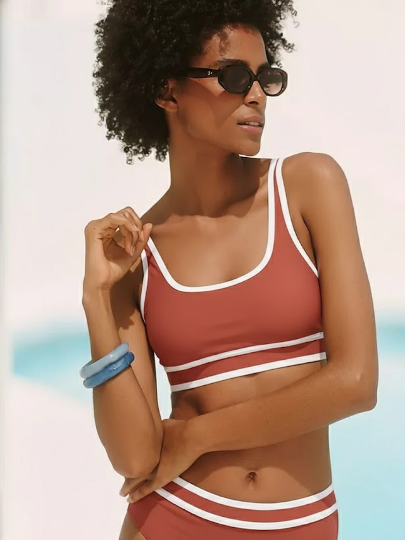 Color-Block High-Waist Bikini Set