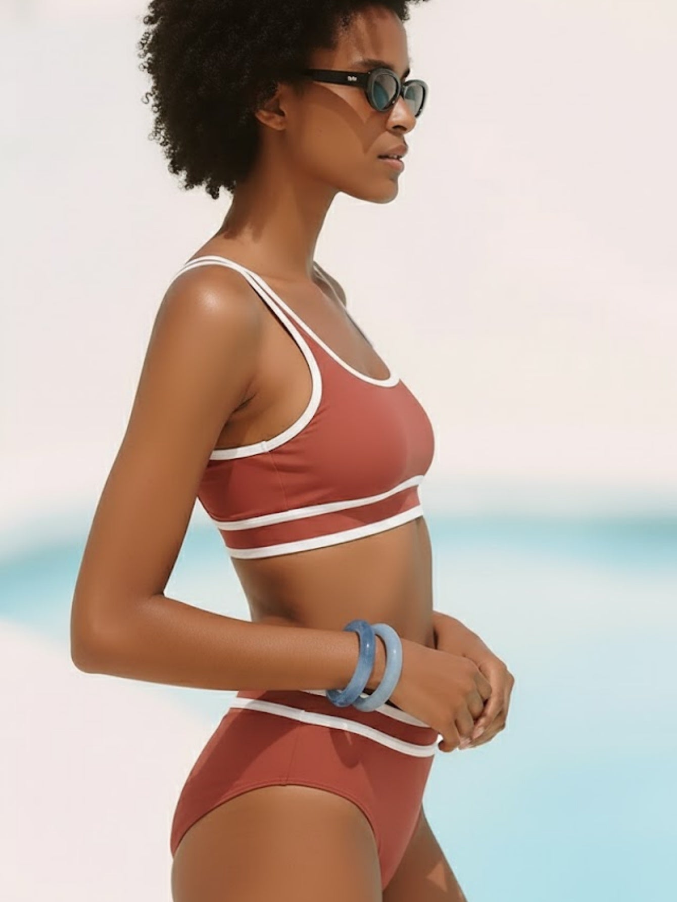 Color-Block High-Waist Bikini Set