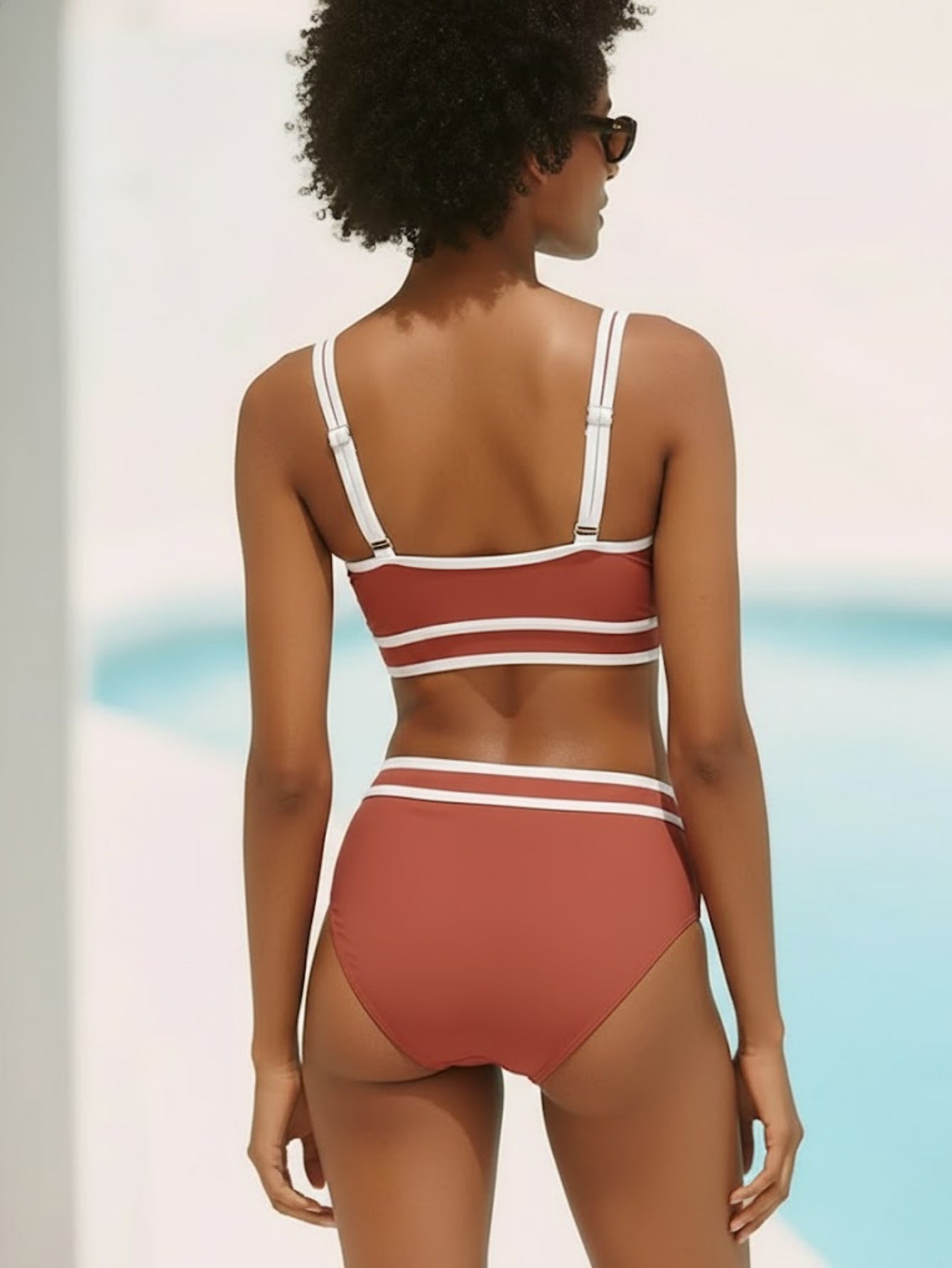 Color-Block High-Waist Bikini Set