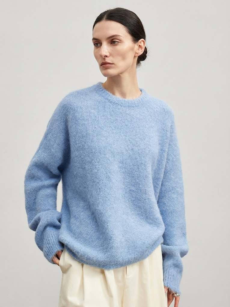 Brushed Alpaca Crew Neck Sweater