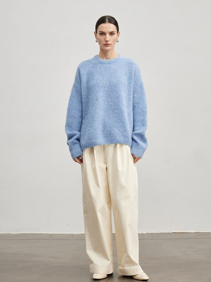 Brushed Alpaca Crew Neck Sweater