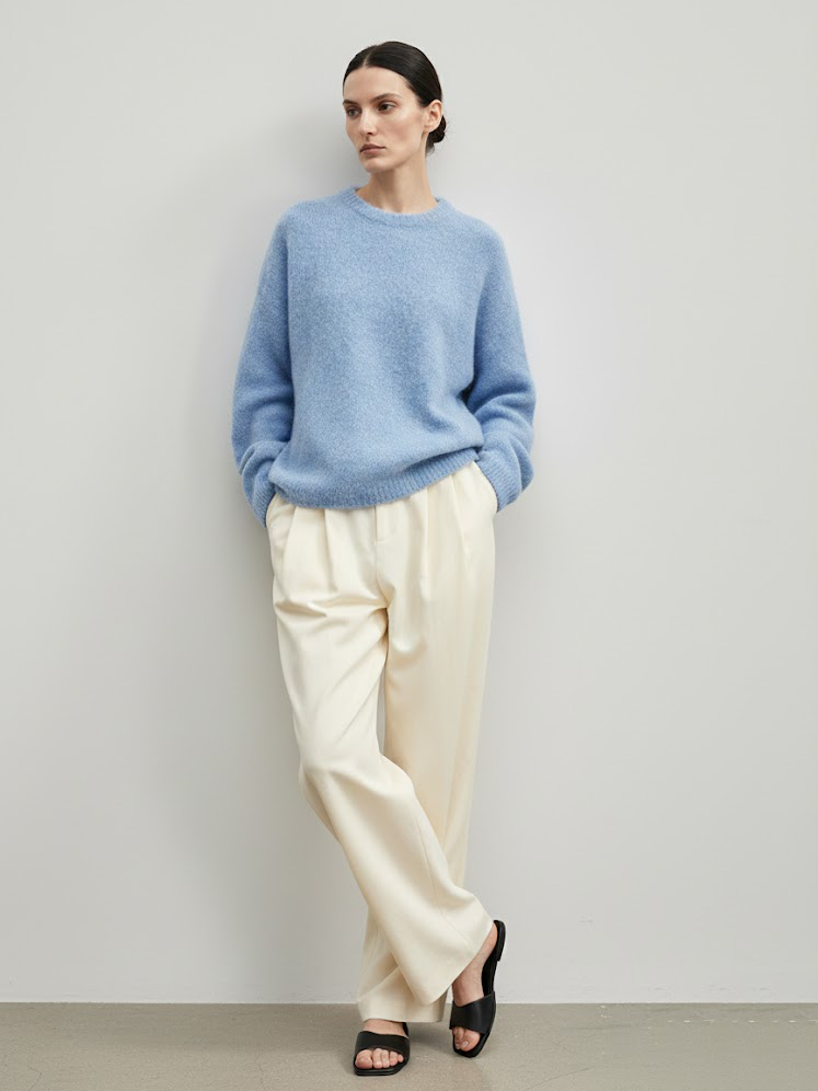 Brushed Alpaca Crew Neck Sweater