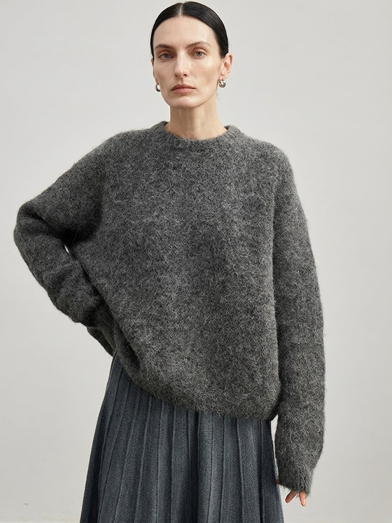 Brushed Alpaca Crew Neck Sweater
