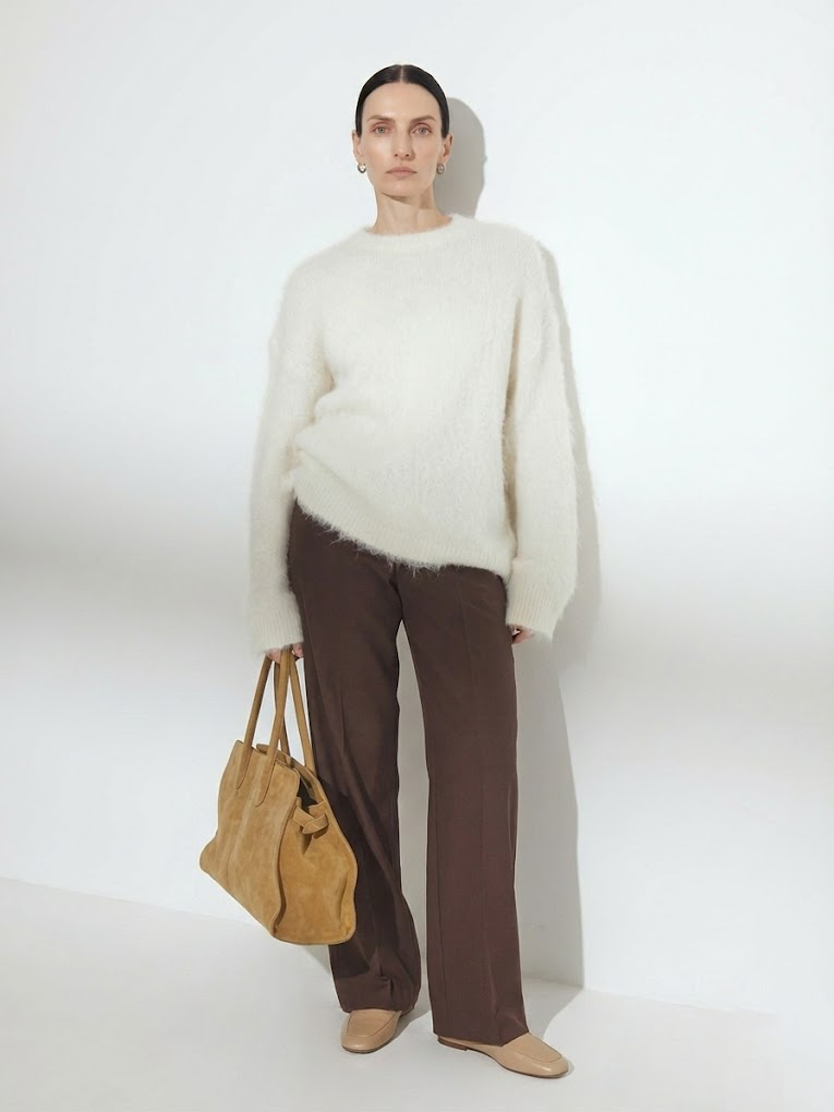 Brushed Alpaca Crew Neck Sweater